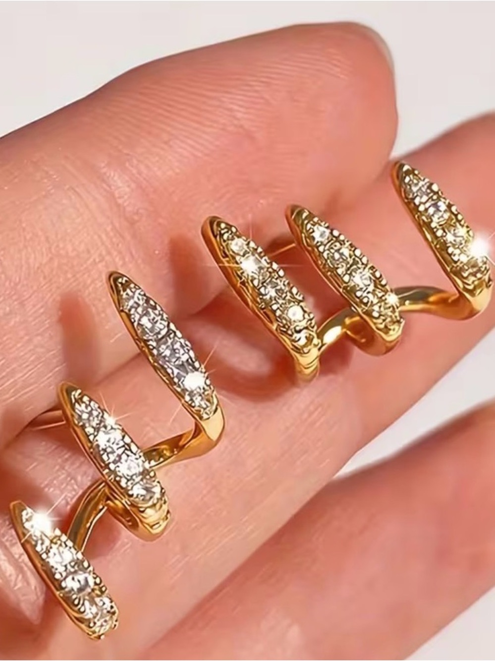 Gold Crystal Spike Ear Cuff - Women Jewelry